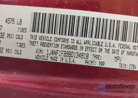 2011 Jeep Compass z USA, uszkodzony, nr VIN 1J4NF1FB9BD134918